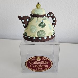 NEW Drtitz Teapot Leaf Polkadot Collectible Pin Cushion Keepsake Novelty Sewing